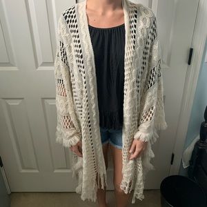 Cream knitted kimono